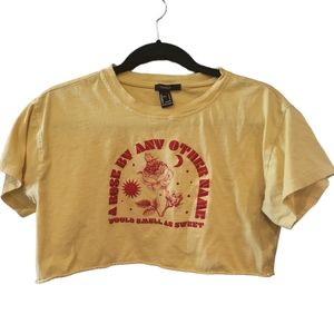 Forever 21 crop top yellow summer graphic tee